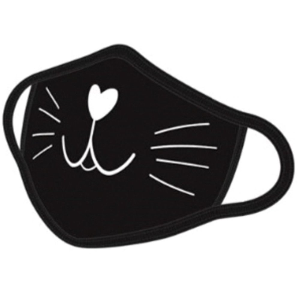 Cute Black Cat Whiskers Reusable Cotton Face Mask